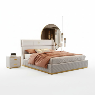 Ontwerper bed slaapkamer tweepersoonsbed bedden luxe gestoffeerd hotel nieuw