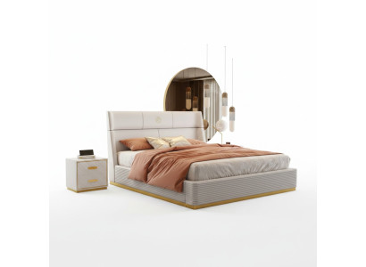 Ontwerper bed slaapkamer tweepersoonsbed bedden luxe gestoffeerd hotel nieuw