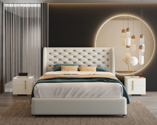 Slaapkamer meubel ontwerper bed bedframe tweepersoonsbedden elegantie hout