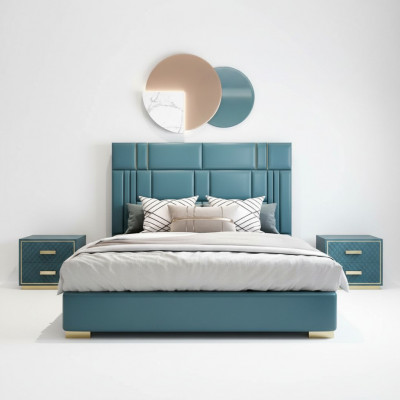 Ontwerper Bed Slaapkamer Kunstleer Hotel Luxe Beklede Meubelen Ontwerper