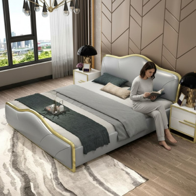 Slaapkamer Bed Bekleding Design Luxe Tweepersoons Hotelbedden Houten Meubels