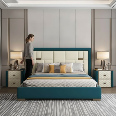 Luxe slaapkamer bed gestoffeerd ontwerp 180x200cm tweepersoons hotelbedden nieuw