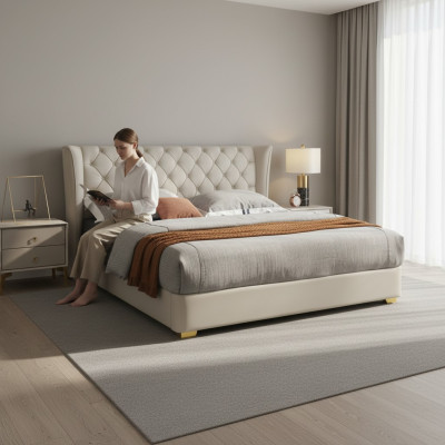 Chesterfield Design Bed Slaapkamer Kunstleer Bekleed 180x200 Nieuw