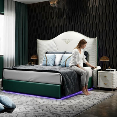 Ontwerp Luxe Tweepersoons Hotelbed Slaapkamer Modern Houten Meubels Bekleding