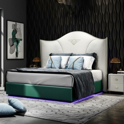 Ontwerp Luxe Tweepersoons Hotelbed Slaapkamer Modern Houten Meubels Bekleding