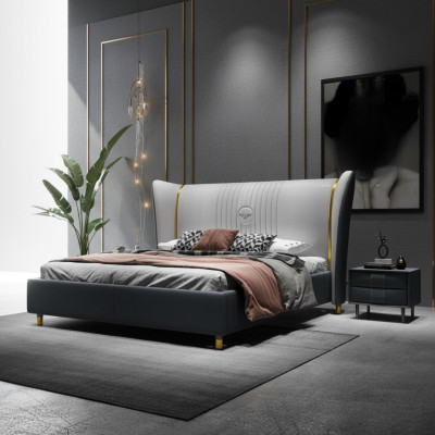 Luxe houten gestoffeerd bed slaapkamer 180x200cm tweepersoonsbed hotel nieuw