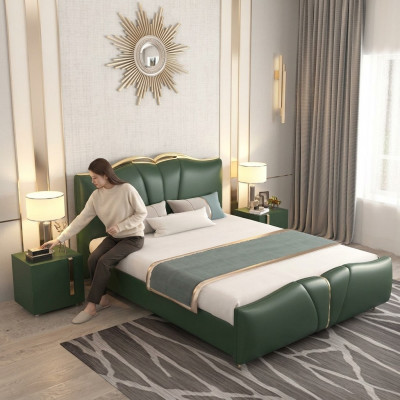 Bed Luxe Meubelen Bedframe Hout Slaapkamer Inrichting Kunstleer Nieuw