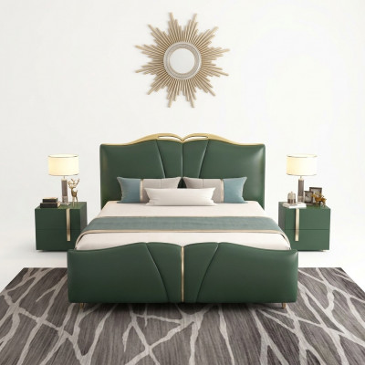 Bed Luxe Meubelen Bedframe Hout Slaapkamer Inrichting Kunstleer Nieuw