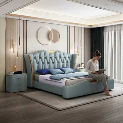 Bedden Bedden Dubbel Hotel Luxe Roestvrij staal Moderne Designer Slaapkamer