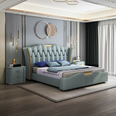 Bedden Bedden Dubbel Hotel Luxe Roestvrij staal Moderne Designer Slaapkamer