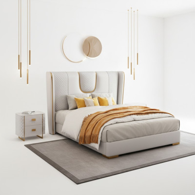 Tweepersoons hotelbedden slaapkamer bed bekleding ontwerp luxe meubels metaal