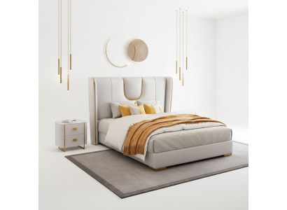 Tweepersoons hotelbedden slaapkamer bed bekleding ontwerp luxe meubels metaal