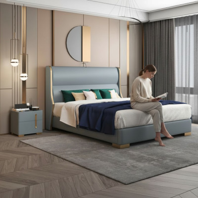 Bedden Tweepersoons Slaapkamer Hout 180x200cm Bedbekleding Ontwerp Luxe