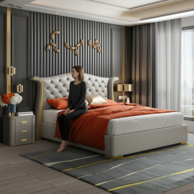 Chesterfield tweepersoonsbed slaapkamer gestoffeerd luxe bedden 180x200cm.