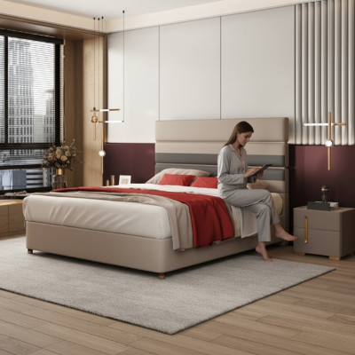 Modern design bed 180x200 faux leather beds double bedroom hotel
