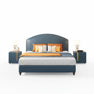 Bed Slaapkamer Luxe Tweepersoonsbed Blauw Modern Ontwerp Bedden Hotel