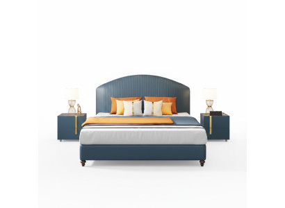 Bed Slaapkamer Luxe Tweepersoonsbed Blauw Modern Ontwerp Bedden Hotel