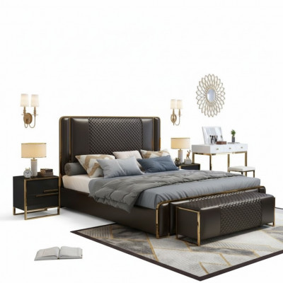 Bed Dubbel bed Bedden Meubels Inrichting Slaapkamer Luxe Ontwerp