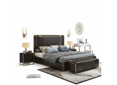 Bed Dubbel bed Bedden Meubels Inrichting Slaapkamer Luxe Ontwerp