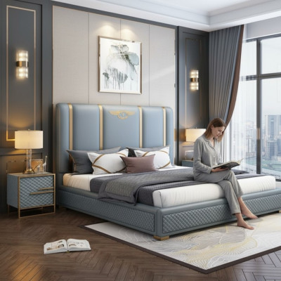 Tweepersoonsbed Bed Luxe Houten Bedframes Bedframe Meubels Ontwerp Modern