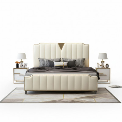Tweepersoonsbed Slaapkamer Bedden Luxe Tweepersoonsbed Beige Inrichting Meubels