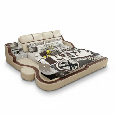 Multifunctioneel bed Luxe design Beige Bedden Dubbele plank 180x200cm