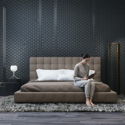 Modern frame Luxury Bedroom Bed Hotel Design Gray Double
