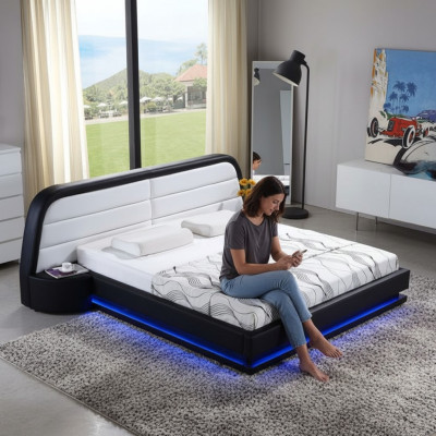 Luxe slaapkamerbed gestoffeerd ontwerp Luxe tweepersoonsmoderne bedden