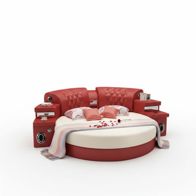 Rond Bed Ronde Bedden Multifunctioneel Hotel Gestoffeerd LED Rek Nieuw