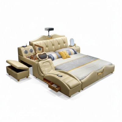 Designbed Beige Hotelbekleding 180x200 Multifunctionele plankbedden Nieuw
