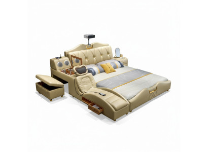 Designbed Beige Hotelbekleding 180x200 Multifunctionele plankbedden Nieuw