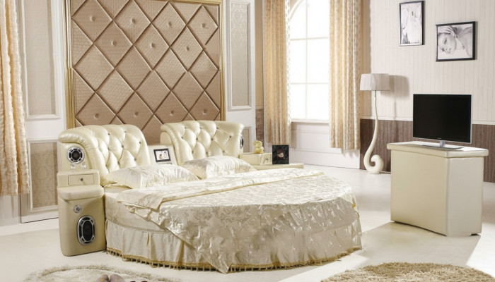 Rond bed, rond ontwerp bedden, dubbel luxe hotel frame slaapkamer.