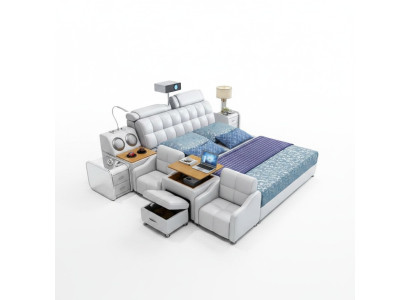 Multifunctionele bedboxen Luxe ontwerp leren bedden Hotel dubbel Nieuw