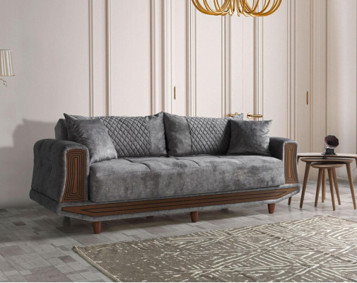Sofaset 3+2+1+1 zitplaatsen Textiel Hout Bankstel 3 zitter Modern Fauteuil Compleet Set