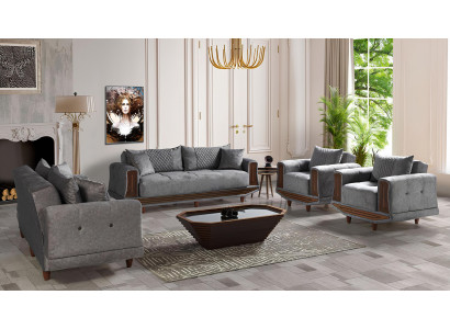 Sofaset 3+2+1+1 zitplaatsen Textiel Hout Bankstel 3 zitter Modern Fauteuil Compleet Set
