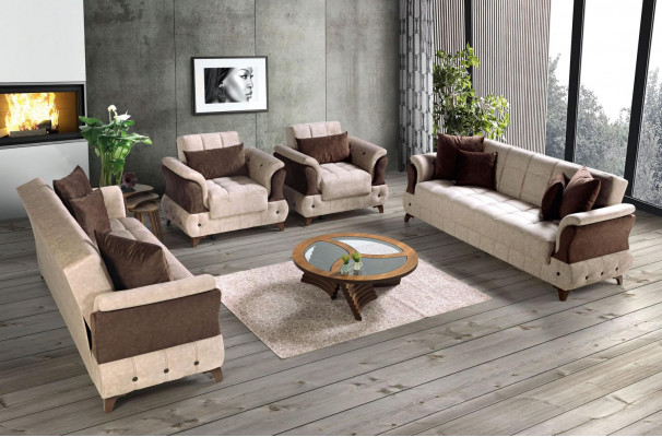 Moderne banksstel fauteuil textiel sofa luxe compleet luxe 3+2+1+1 zitter.