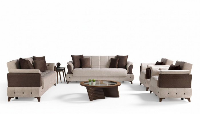Moderne banksstel fauteuil textiel sofa luxe compleet luxe 3+2+1+1 zitter.