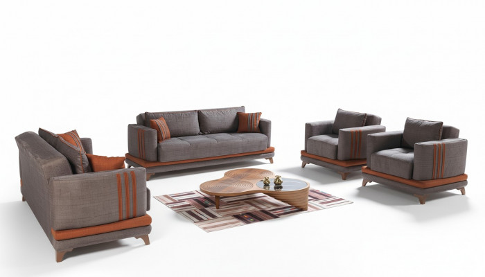 Ontwerp Moderne woonkamerset bankstel 3+2+1+1 Grijs Woonkamer meubelset