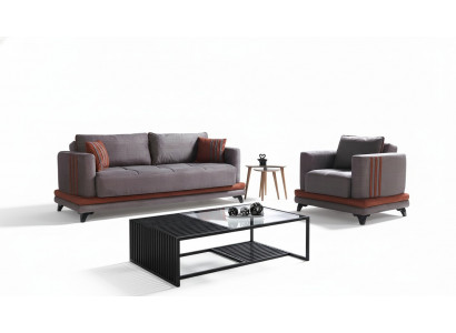Sofaset 3+1 zits stoffen houten bank 3-zits modern fauteuil complete set nieuw EU.