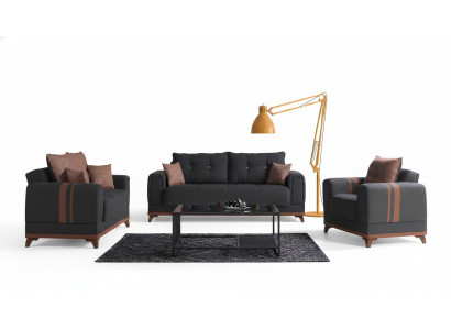 Grijze bankstel 3+2+1 zitsbank Compleet set Relaxfauteuil 3-delig.