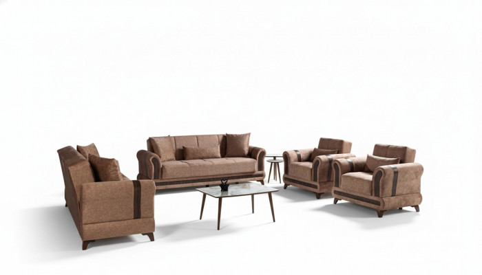 Sofaset 3+2+1+1 zits woonkamerset textiel bank fauteuil slaapbank