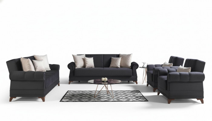 Bankstel 3+2+1+1 zits van textiel Modern Compleet 2x Fauteuil Bankstel 3-zits Luxe