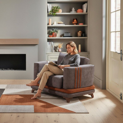Ontwerp Zetel Luxe Stoel Relax Stof Grijs Club Moderne Luxe