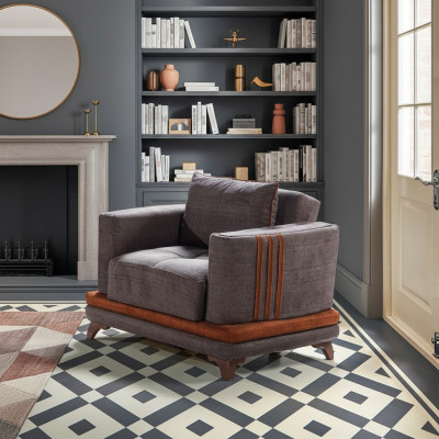Ontwerp Zetel Luxe Stoel Relax Stof Grijs Club Moderne Luxe