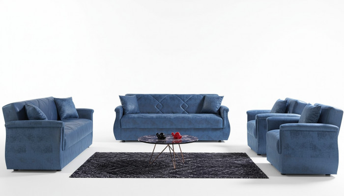 Bankstel 3+2+1+1 Hout Woonkamer Luxe Bank Modern Stof Compleet EU