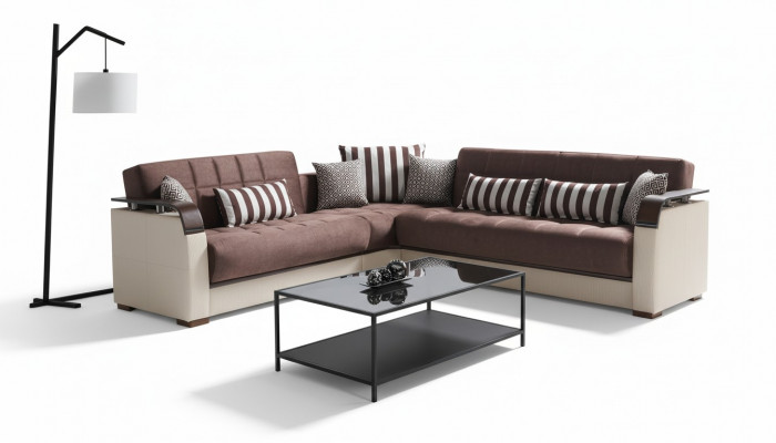 Hoekbank woonlandschap Beige L-vorm Bank Woonkamer Hoekbanken Luxe 315 x 245