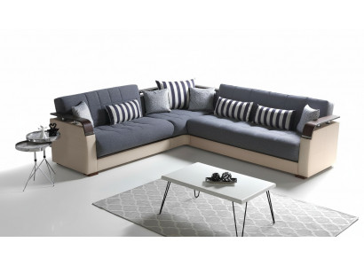 Grijze woonkamer hoekbank L-vorm Modern luxe bankstel Hoekbankhoes