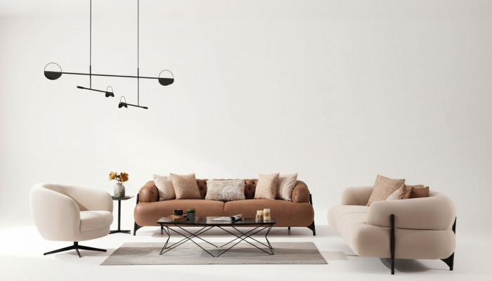 Sofaset 3+3+1 Zits Textiel Houtbank 3 Zitter Modern Fauteuil Nieuw Compleet Set