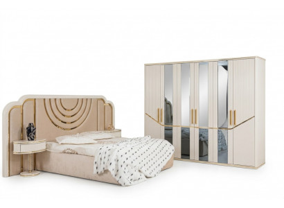 Modern slaapkamer set bed 2x nachtkastjes kledingkast design meubels 4-delig