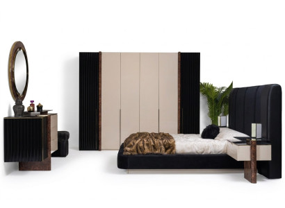 Slaapkamer set Bed 2x Nachtkastjes Kledingkast Commode Design meubels